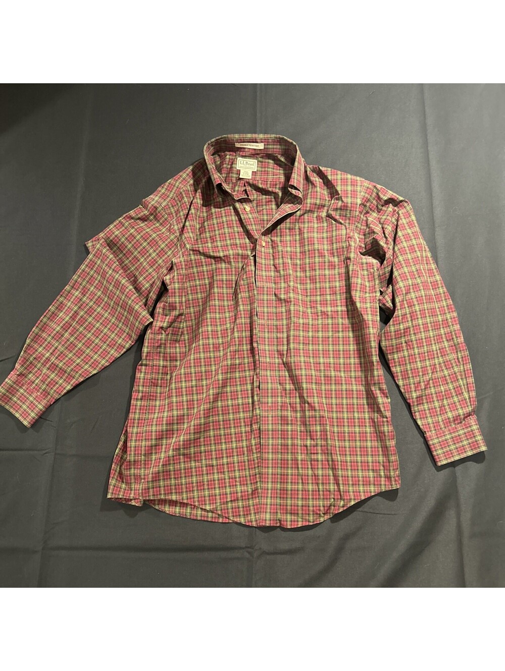 Vintage LL Bean 100% Cotton Flannel 90's Plaid Checkered Shirt Flannel Red M Reg